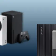 Porównanie konsol Xbox Series S i X z dyskami zewnętrznymi Samsung i Seagate.