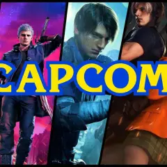 Kolaż postaci z gier Capcom: potwór z Monster Hunter, Nero z Devil May Cry, Leon Kennedy i Ashley Graham z Resident Evil 4, oraz Guile z Street Fighter.