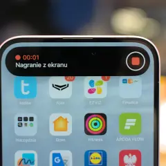 Nagrywanie ekranu iPhone w toku. Czerwona kropka i czasomierz wskazują aktywny recording.