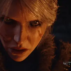 Zbliżenie na twarz Ciri z bliznami, w tle logo Wiedźmin IV. Czy moje PC sprosta wiedźmin 4 wymagania?