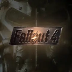 Logo Fallout 4 na tle pancerza. Sprawdź, czy Twój sprzęt spełnia fallout 4 wymagania, by przetrwać w postapokaliptycznym świecie.