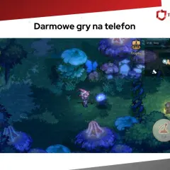 Magiczna kraina pełna grzybów, gdzie postać z różdżką zbiera przedmioty. Idealne gry do pobrania na telefon dla fanów przygód.
