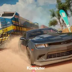 Forza Horizon 3: czarny Chevrolet Camaro ściga się z pociągiem. Sprawdź forza horizon 3 wymagania, by cieszyć się tą grafiką!