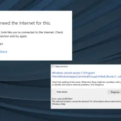 Komunikat błędu Windows 0x800704cf o problemach z siecią i połączeniem internetowym.
