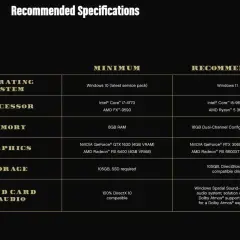 Tabela z zalecanymi specyfikacjami GTA 5: system, procesor, pamięć, grafika, dysk i dźwięk. Minimalne i rekomendowane wymagania.