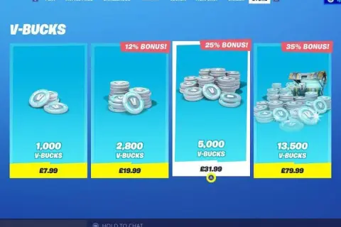 Sklep Fortnite: pakiety V-dolców. Najdroższy skin w Fortnite kupisz za 13,500 V-dolców, co kosztuje £79.99.