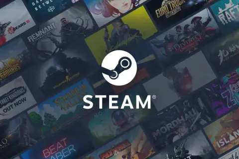 Tło Steam z okładkami gier, w tym Cyberpunk 2077, Gears 5 i Divinity: Original Sin 2. Czy tu jest najdroższa gra na Steam?