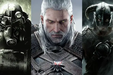 Postapokaliptyczny żołnierz z Fallouta, Geralt z Wiedźmina i wojownik ze Skyrim – ikony popularne gry.