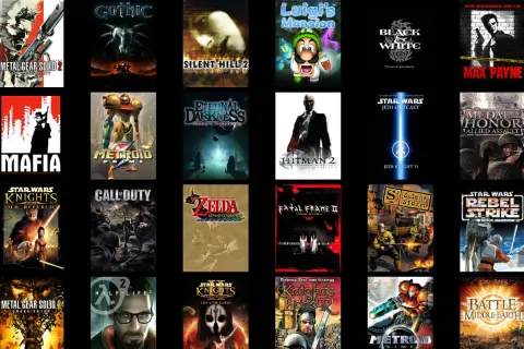 Kolekcja okładek gier, w tym Metal Gear Solid, Gothic, Mafia, Metroid Prime, Silent Hill 2, Hitman 2, Star Wars: Knights of the Old Republic, Call of Duty, The Legend of Zelda: The Wind Waker, Half-Life 2 i inne, które z pewnością należą do najlepszych...