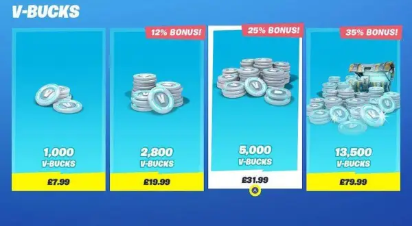 Sklep Fortnite: pakiety V-dolców. Najdroższy skin w Fortnite kupisz za 13,500 V-dolców, co kosztuje £79.99.