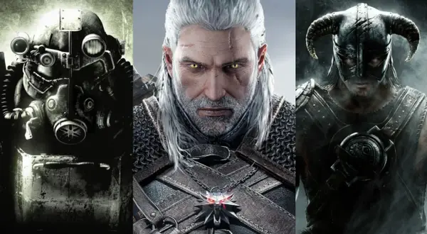 Postapokaliptyczny żołnierz z Fallouta, Geralt z Wiedźmina i wojownik ze Skyrim – ikony popularne gry.