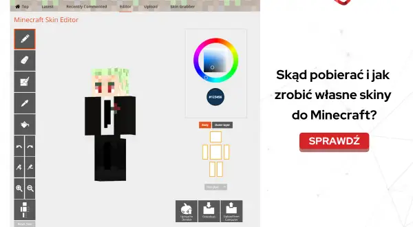 Strona do robienia skinów Minecraft, gdzie możesz stworzyć własną postać.