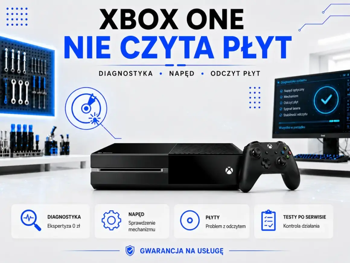 Xbox One nie czyta płyt? Naprawa konsoli, diagnostyka napędu i odczytu płyt. Sprawdź naszą ofertę.