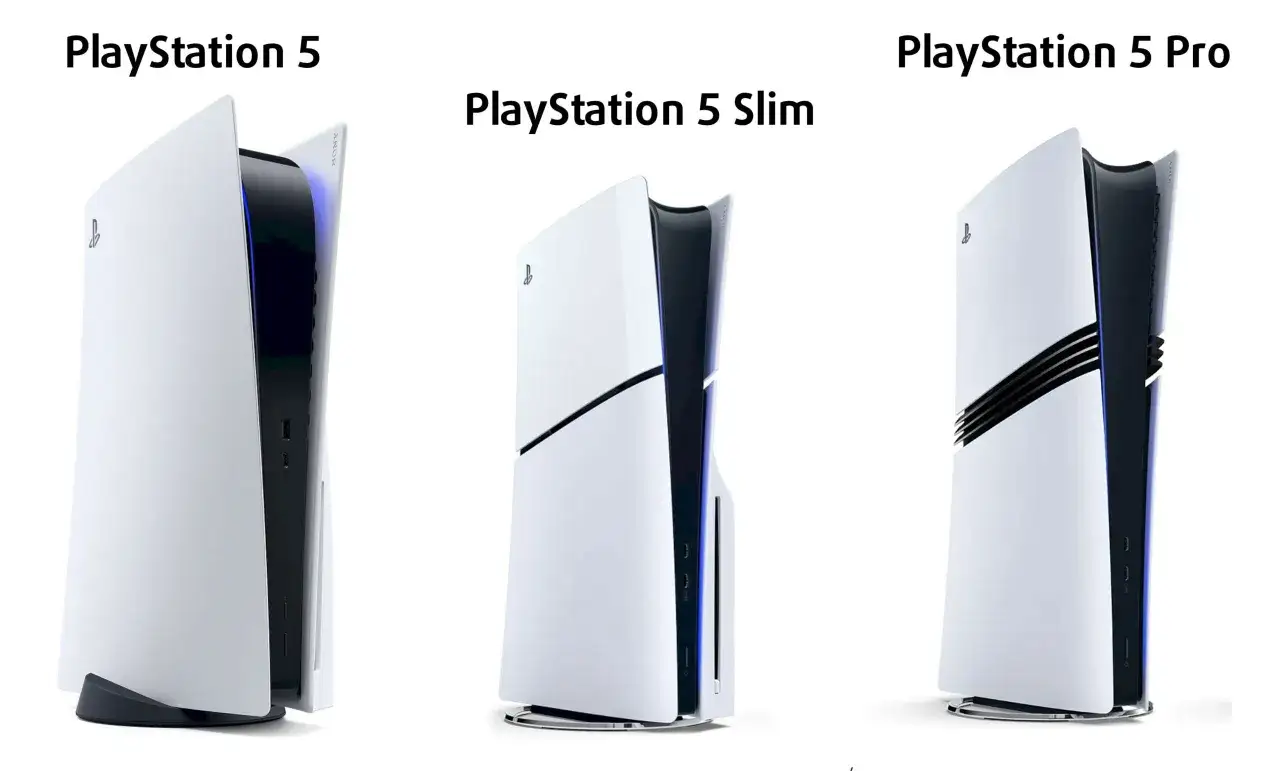 Porównanie konsol PlayStation 5, PS5 Slim i PS5 Pro. Zobacz różnice w wyglądzie i potencjalną ps5 specyfikacja.