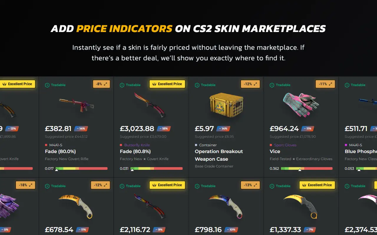 Gdzie sprzedać skiny CS2? Zobacz ceny skinów CS2 na marketplace'ach, porównaj oferty i znajdź najlepsze okazje.