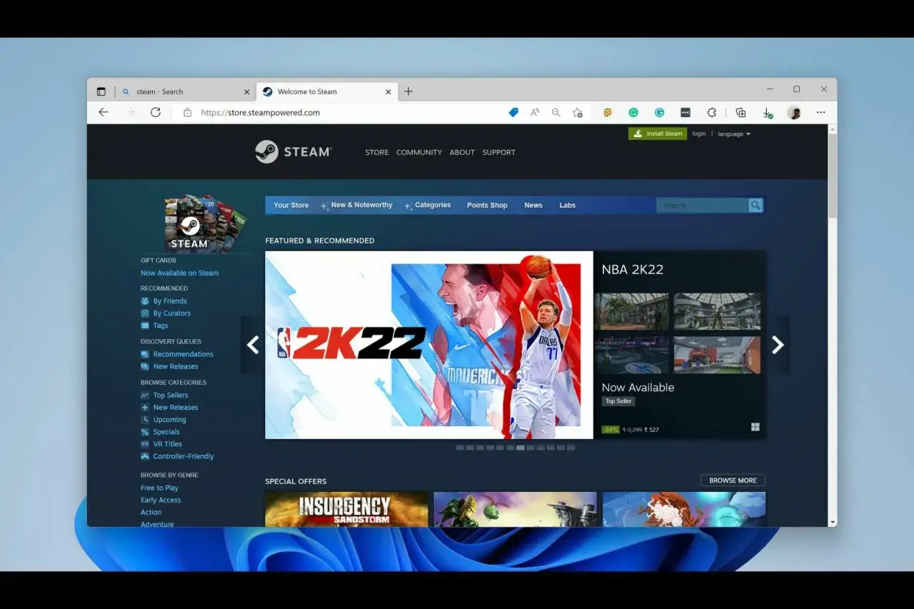 Strona Steam z grą NBA 2K22. Choć nie jest to najdroższa gra na Steam, oferuje wiele emocji.