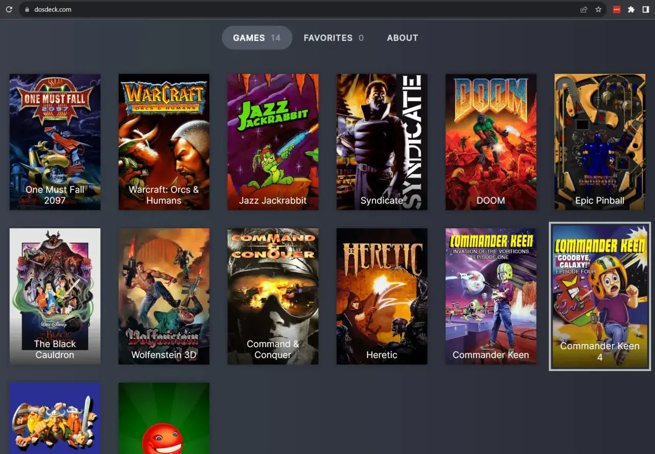 Kolekcja klasycznych gier na PC: One Must Fall 2097, Warcraft, Jazz Jackrabbit, Syndicate, DOOM, Epic Pinball, The Black Cauldron, Wolfenstein 3D, Command & Conquer, Heretic, Commander Keen.