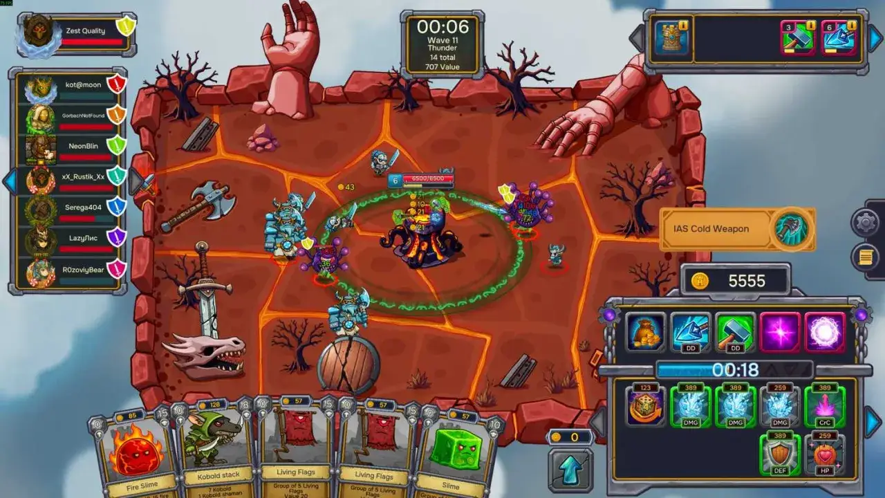 Gra strategiczna z potworami i kartami, idealna dla fanów darmowe gry na steam. Widać tu walkę z bossem.
