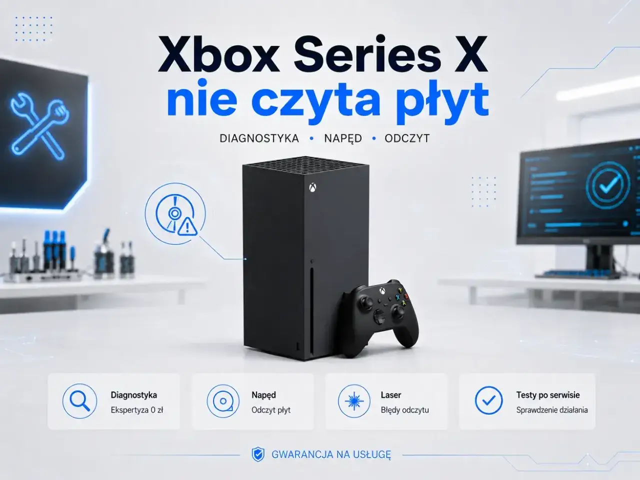 Xbox Series X nie czyta płyt? Naprawa napędu, diagnostyka i odczyt płyt. Gwarancja na usługę.