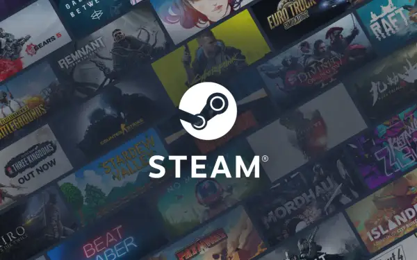 Tło Steam z okładkami gier, w tym Cyberpunk 2077, Gears 5 i Divinity: Original Sin 2. Czy tu jest najdroższa gra na Steam?
