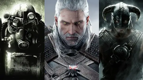 Postapokaliptyczny żołnierz z Fallouta, Geralt z Wiedźmina i wojownik ze Skyrim – ikony popularne gry.
