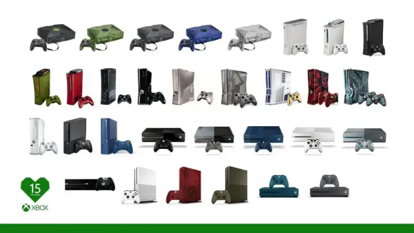 Wszystkie xbox modele po kolei: od pierwszego, przez 360, One, aż po Series X/S.